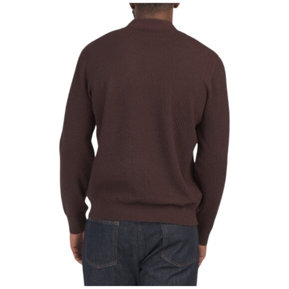 MAGASCHONI Wool Blend Long Sleeve Collared Textured Pullover Sweater Polo - Picture 2 of 2